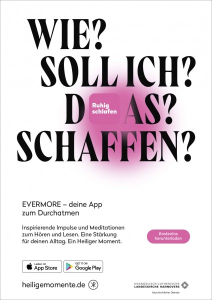 Plakat Evermore-App – Slogan 2 (weiß)